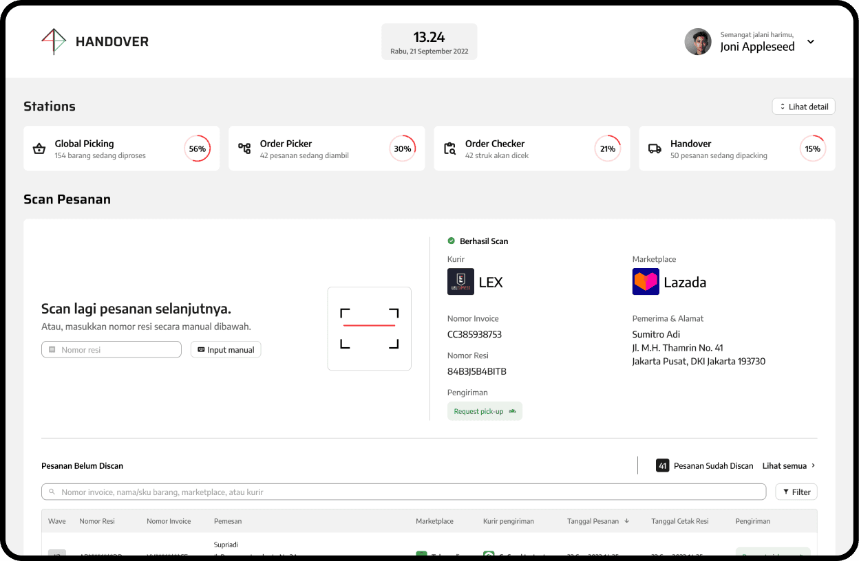 Screenshot of Handover